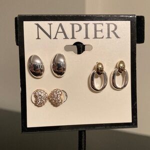 Napier Silver and Gold Earrings Trio